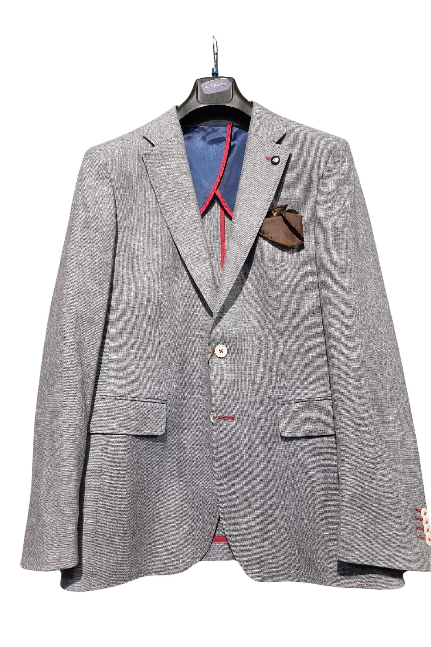 DARIO BELTRAN Osaka Grey/Blue/Red Blazer Blue/Red front view