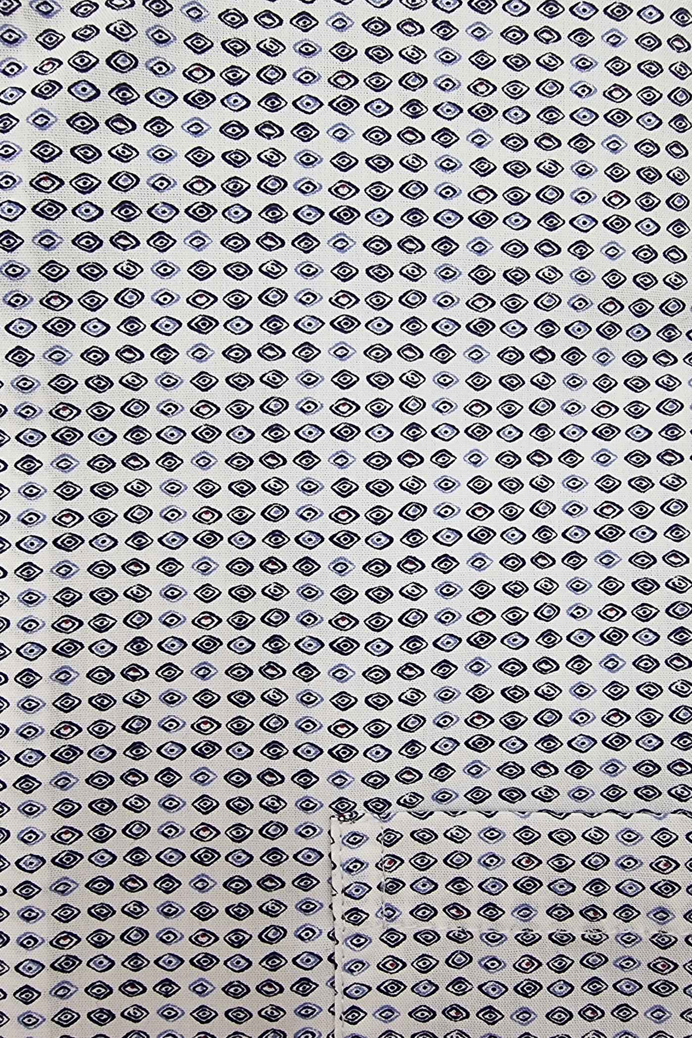 Men's Araiz White with Navy/Blue Diamond Print Shirt-Close Up View