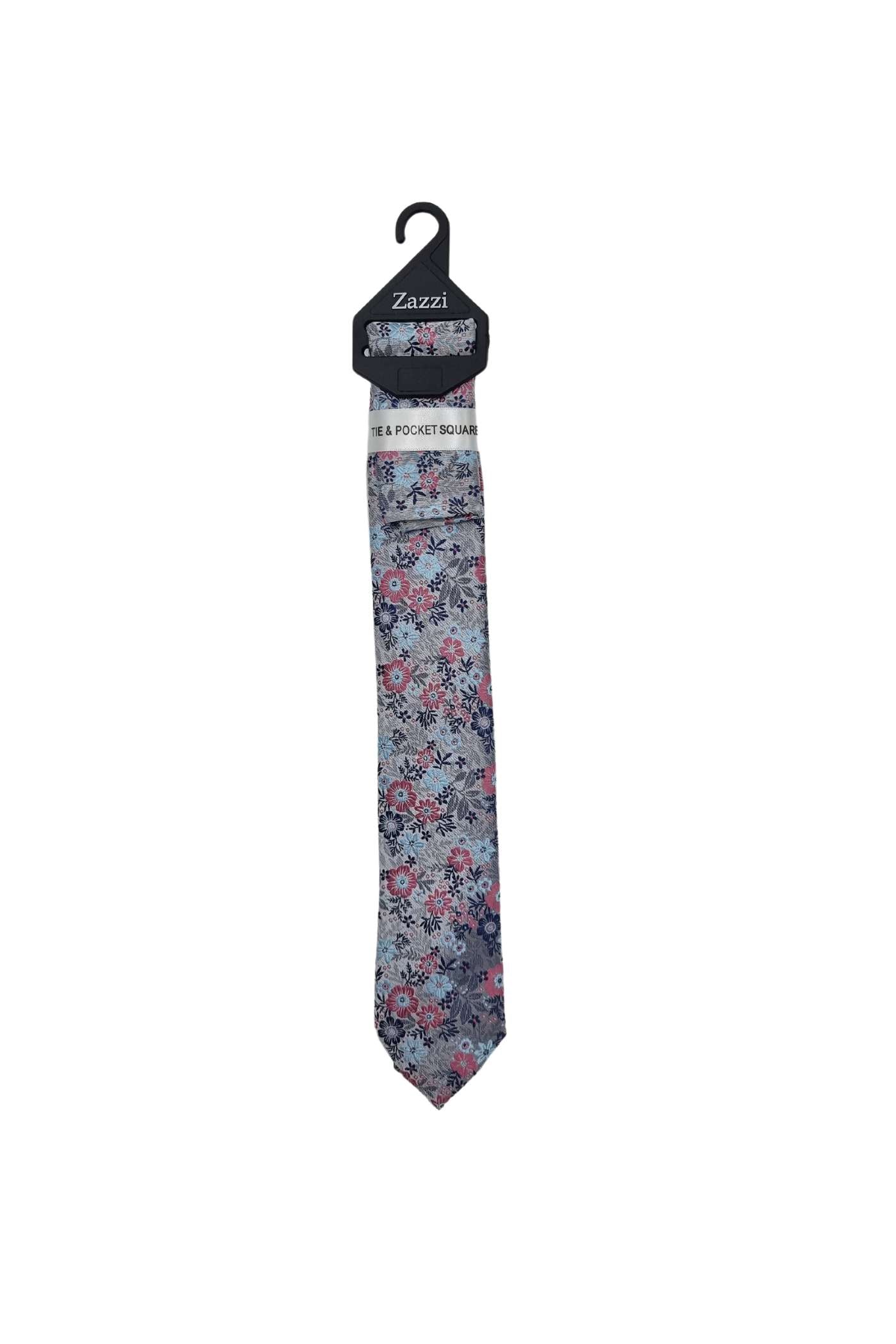 Zazzi Boyswear Boys Floral Tie & Pocket Square-Lilac/Pink/Sky Blue Lilac/Pink/Sky Blue front view