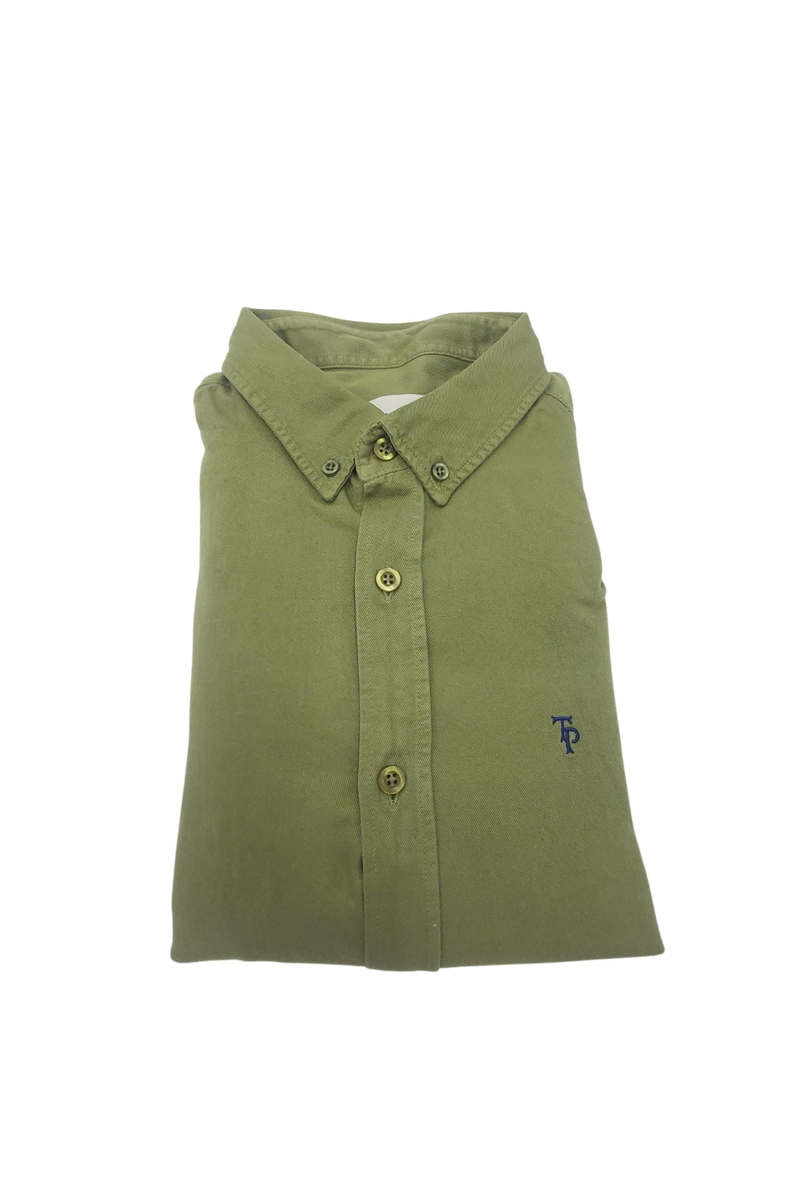 Men's Tom Penn Long Sleeve Button Down Shirt - Green-Front View