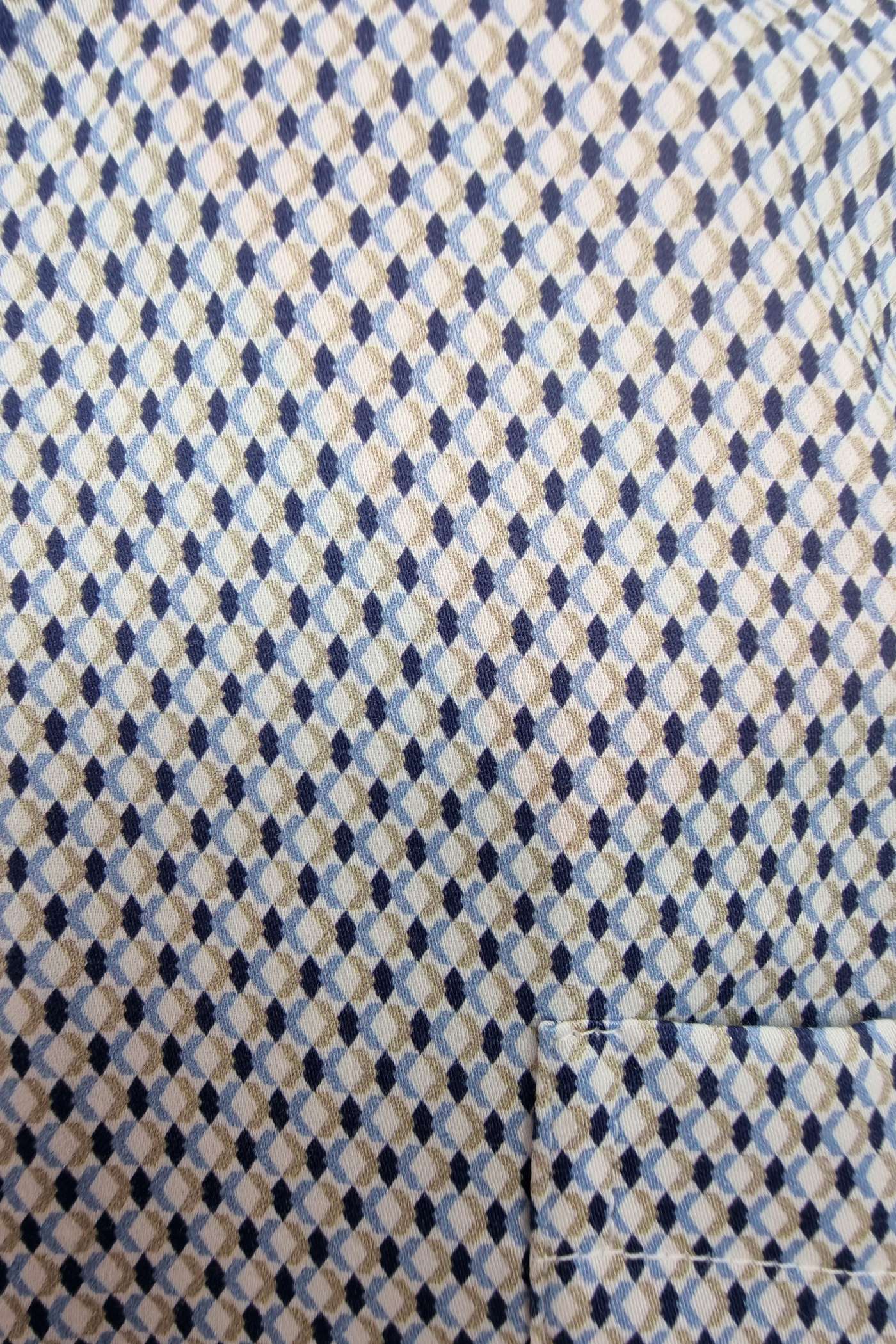 Men's Bastida Navy/Beige/Blue Diamond Pattern Shirt-Close Up View