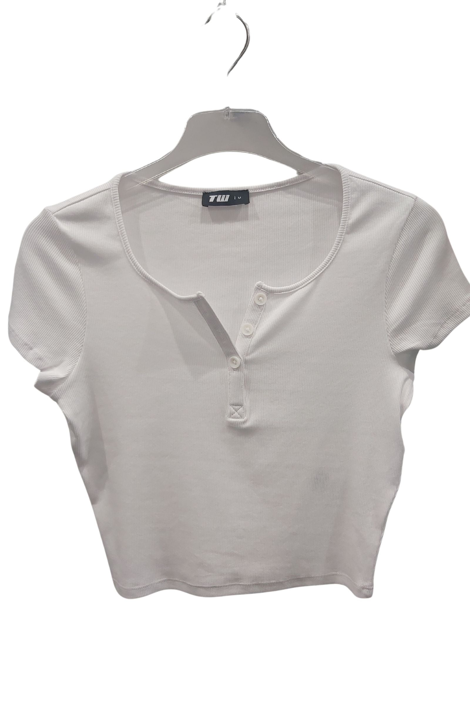 Ladies White Crop Top-Front View