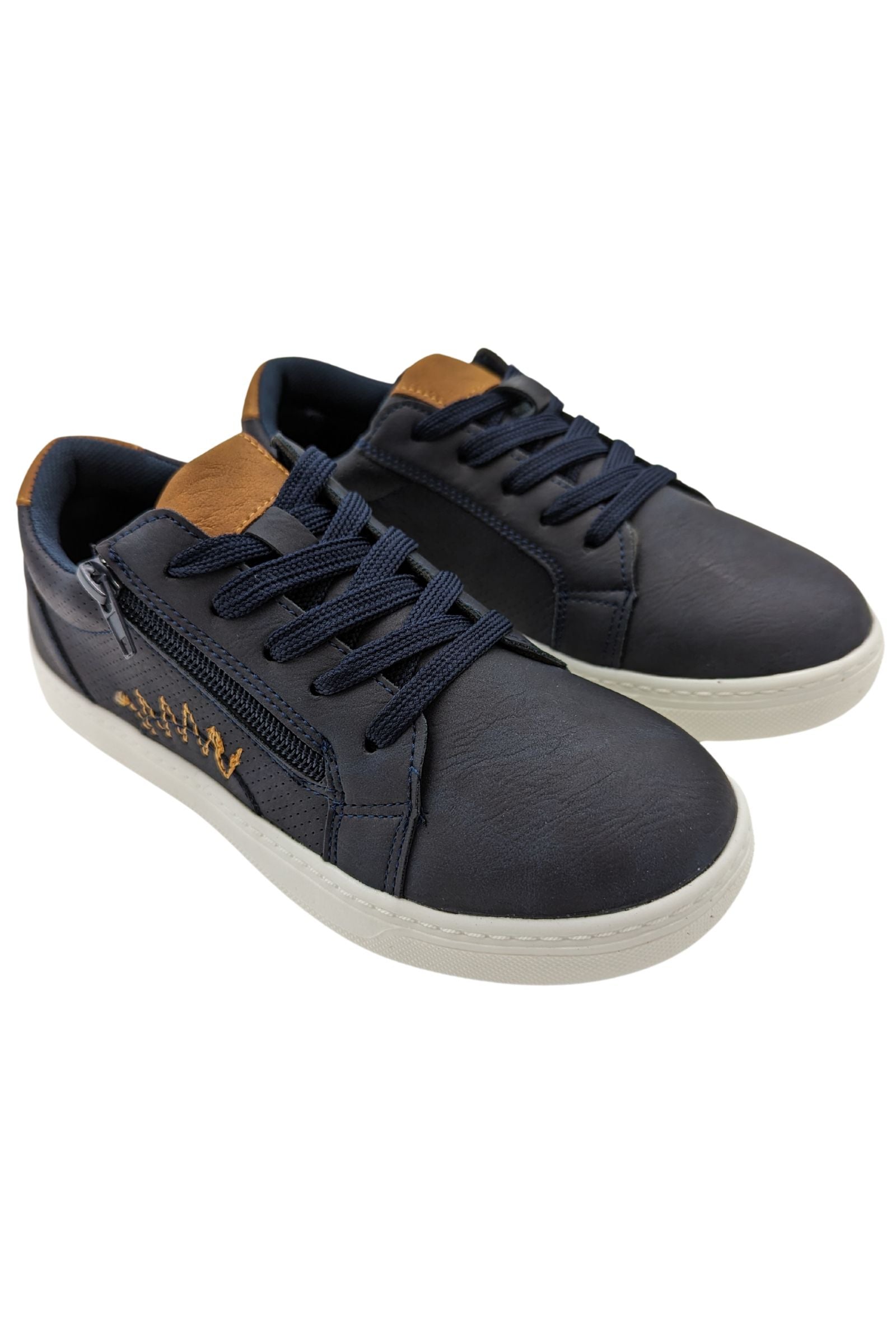 Front view of Lex boys navy dress shoes