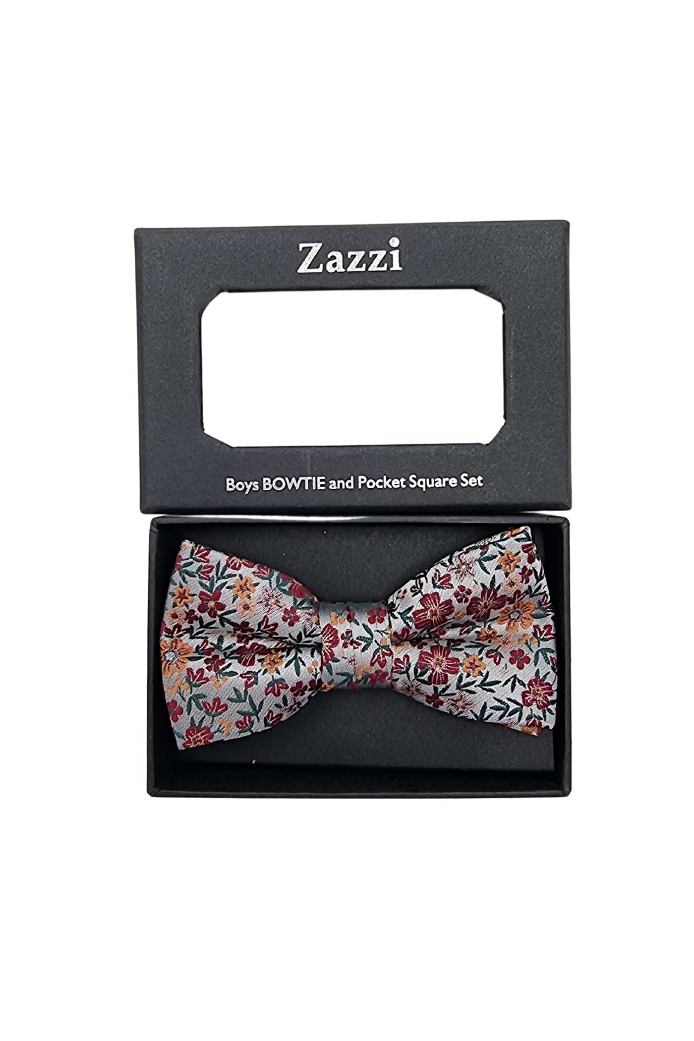 Zazzi Boyswear Zazzi Kid Boys Beige/Orange/Burgundy Bow Tie Set Beige/Orange/Burdundy front view