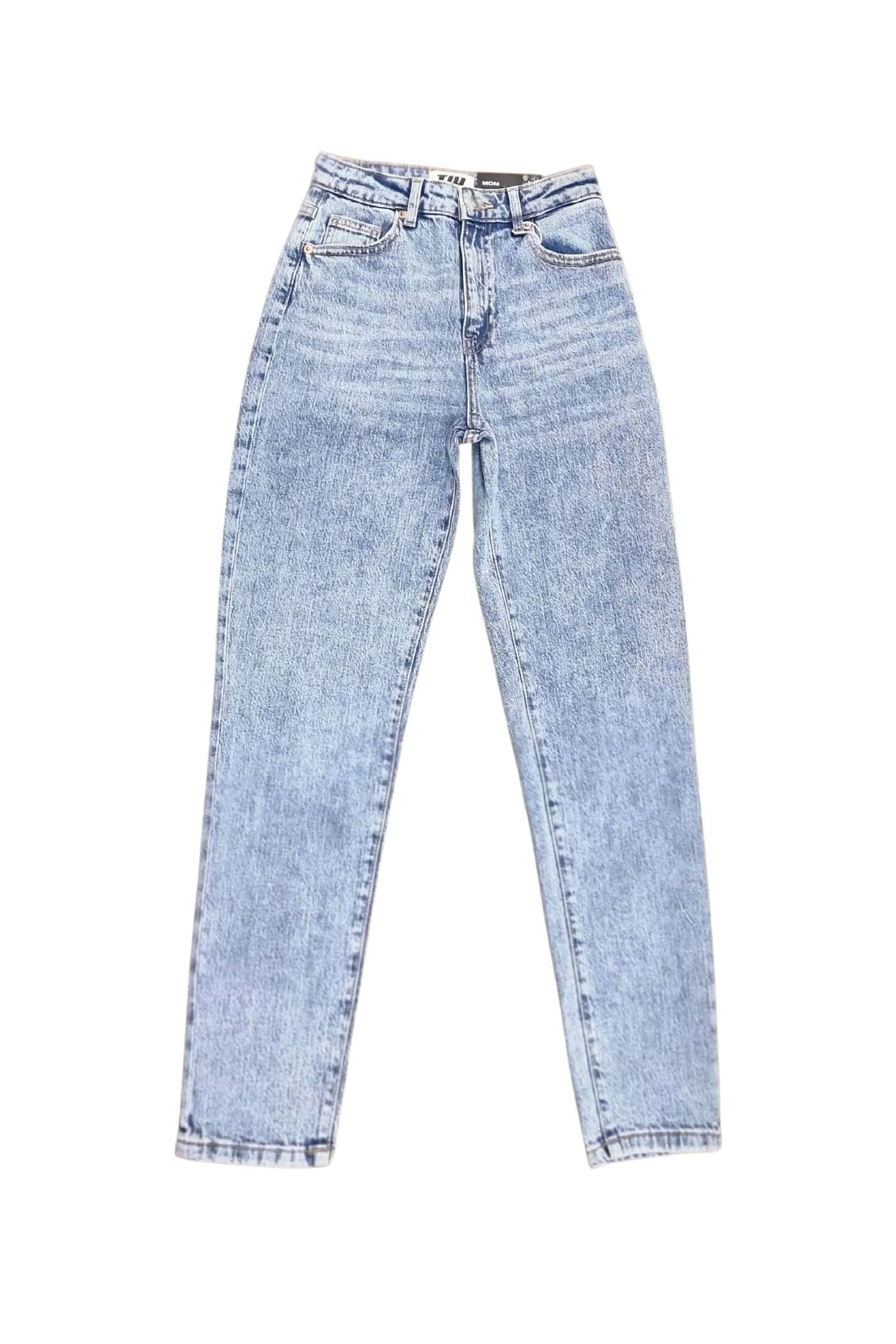 Ladies Mom Jeans - Blue-Front View