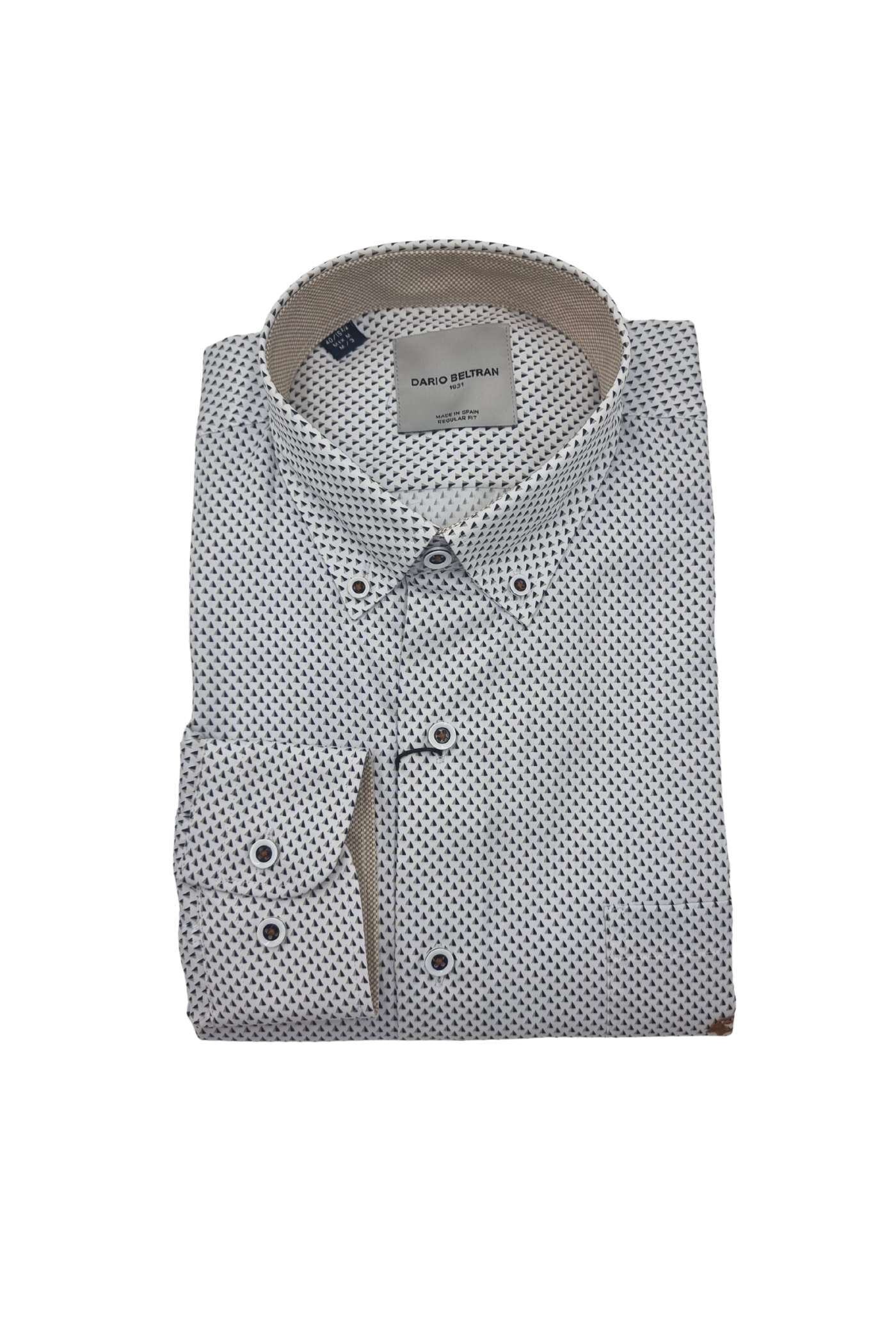 Men's Agulo Navy / Beige Triangle Print Shirt-Front View