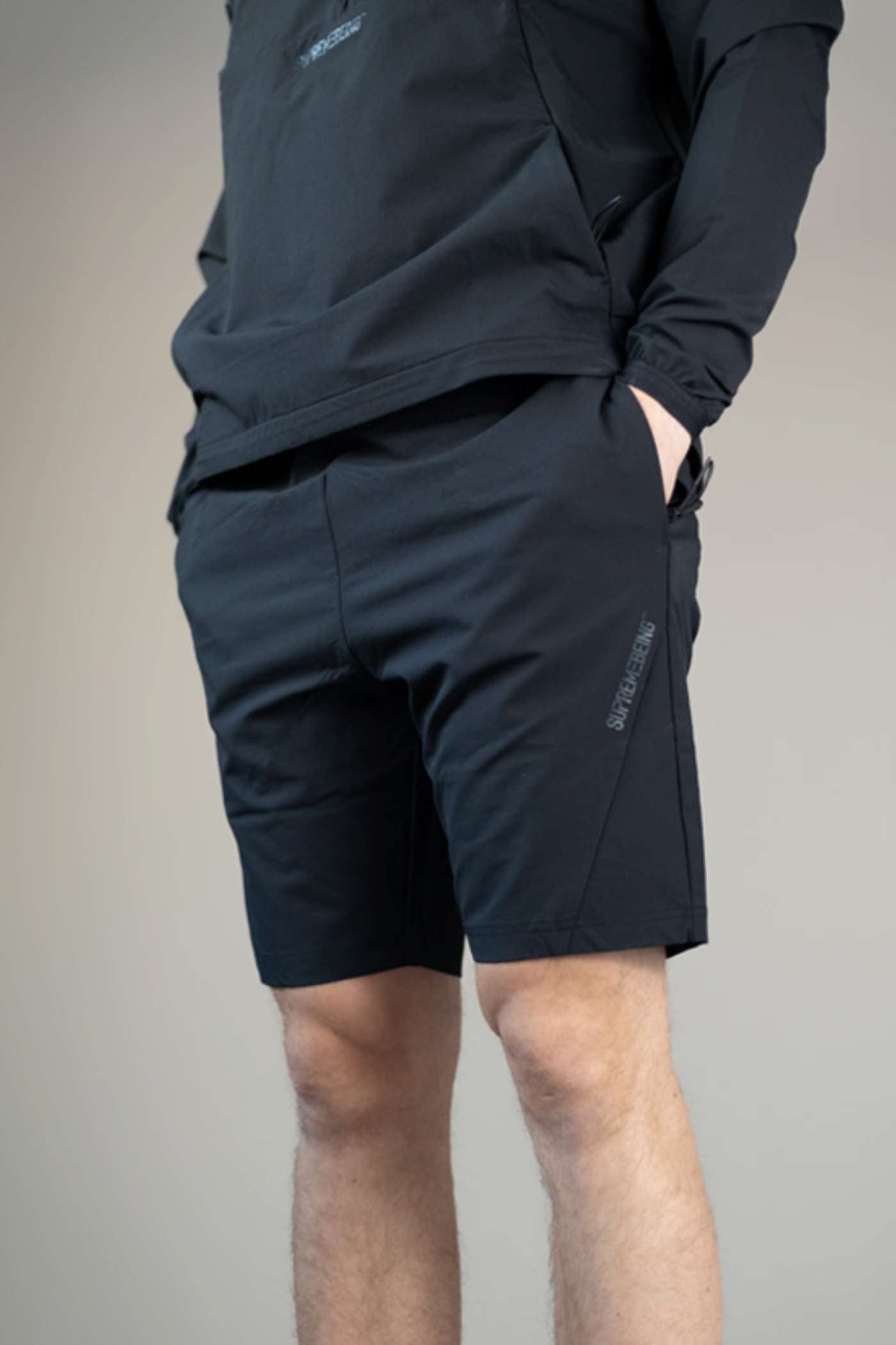 Supreme Being Tecnica Shorts Black Black front view