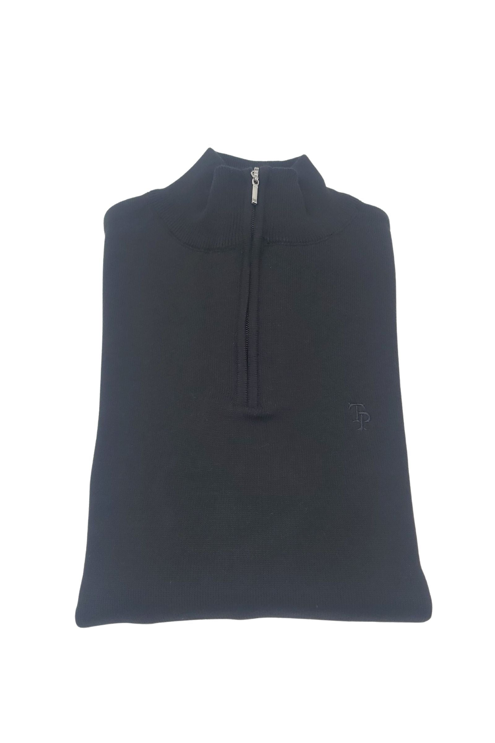 tom penn Tom Penn 1/4 Zip Knit - Black Black front view
