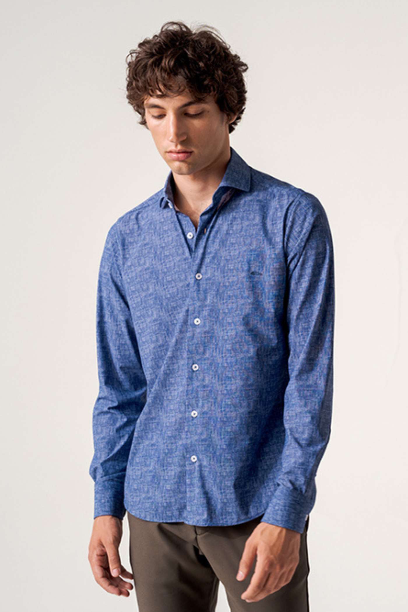 Men's Aytona Navy Long Sleeve Shirt-Front View 2