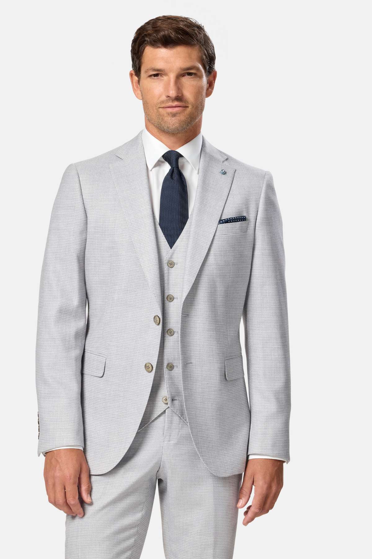 BENETTI Lucas Tapered Silver Waistcoat SILVER model front view