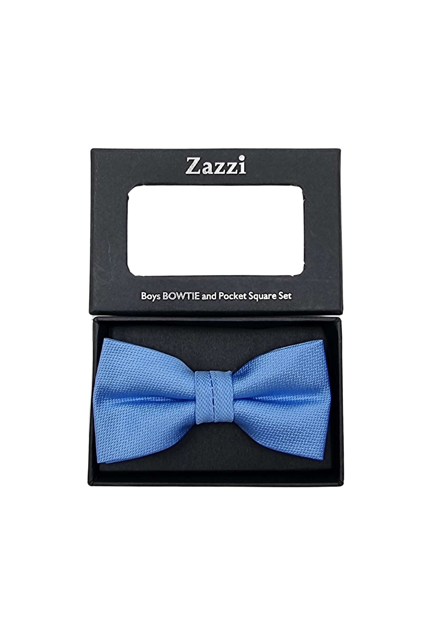 Zazzi Boyswear Sky Blue Zazzi Boys Bow & Pocket Square Set Sky Blue front view