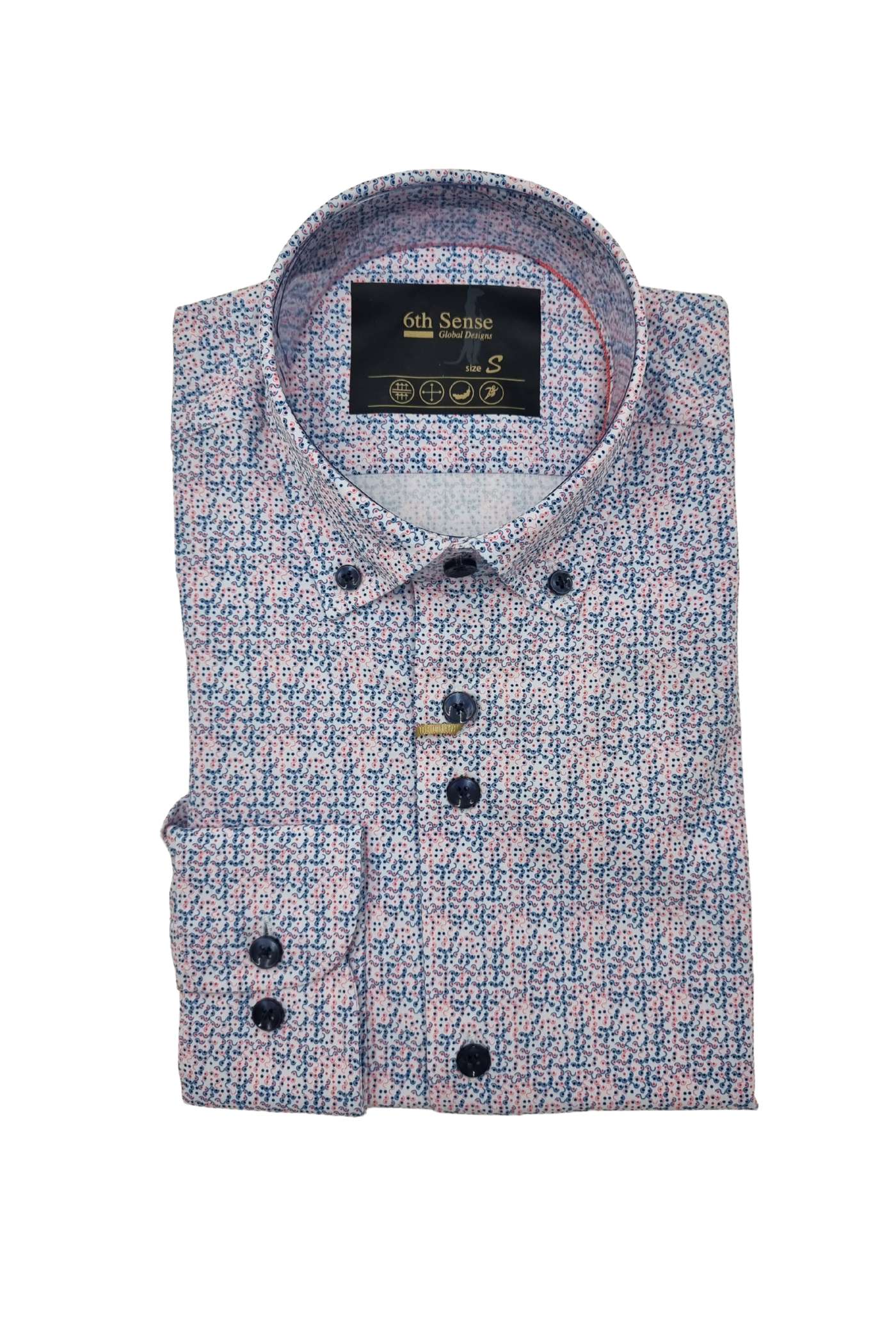 6TH SENSE Perform 1 Long Sleeve Salmon/Navy/White Shirt Salmon/Navy/White front view