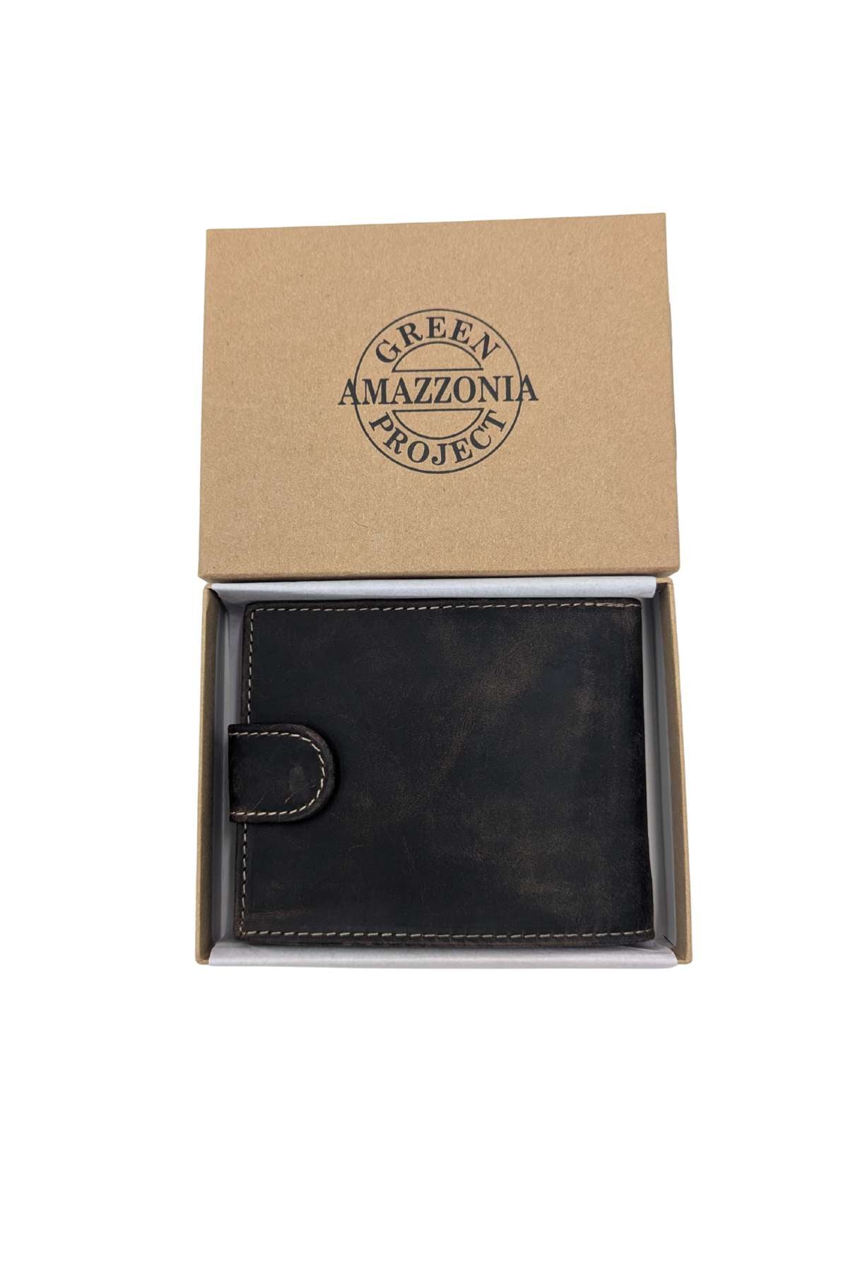 GILT EDGE Button Leather Rust Wallet RUST side view