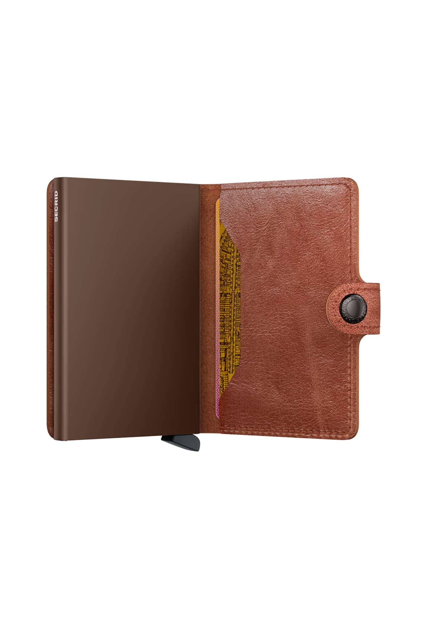 Men's Secrid Vintage Cognac/Brown Miniwallet-Other Side Opened View