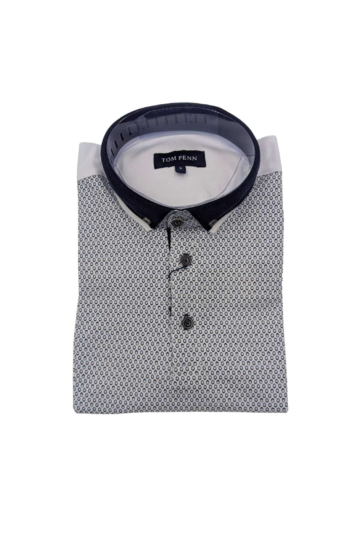 tom penn Tom Penn Front Printed White/Sky Polo White/Sky front view