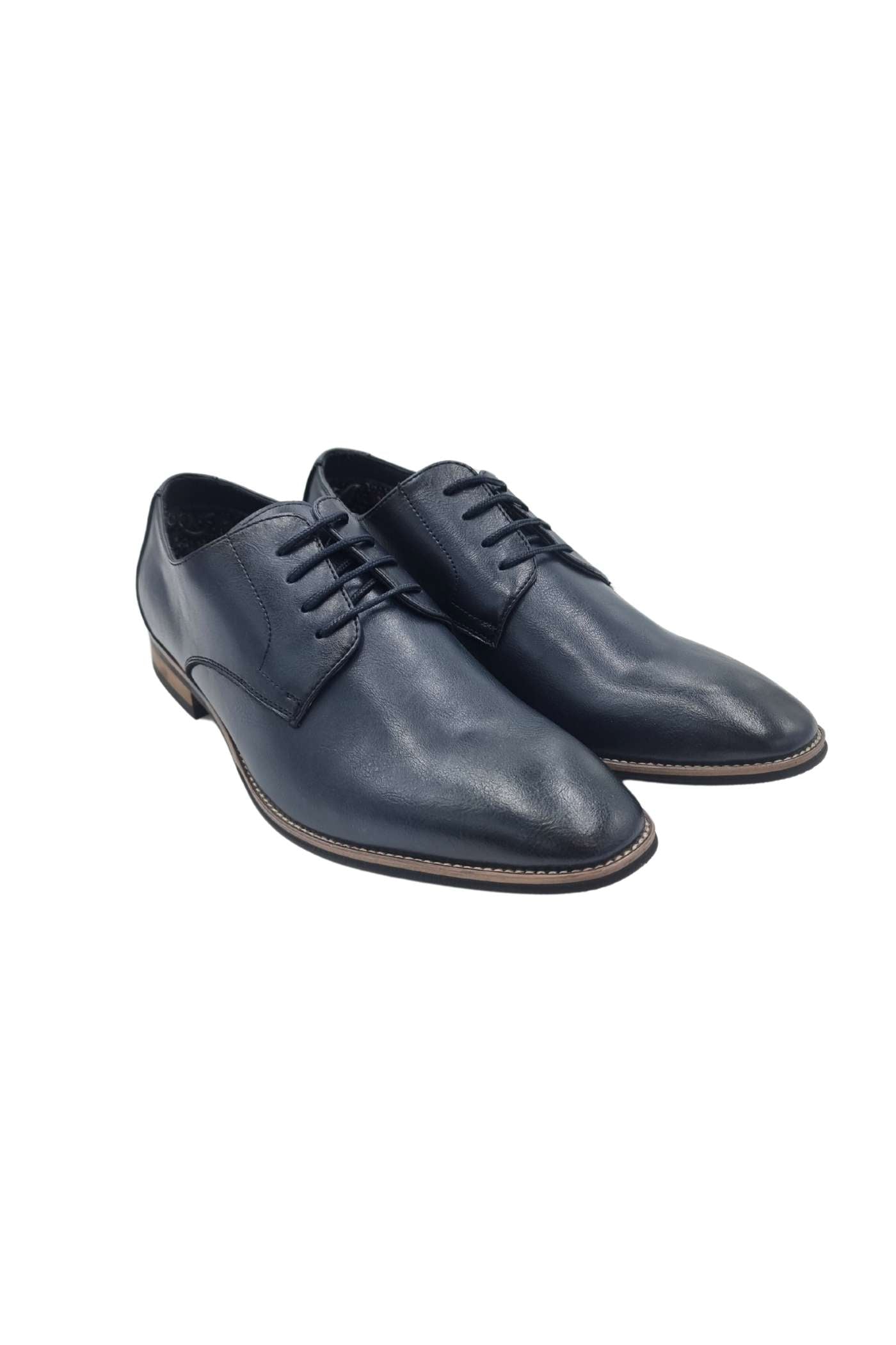 Men's Soho Navy Leather Shoe-Front/Side View