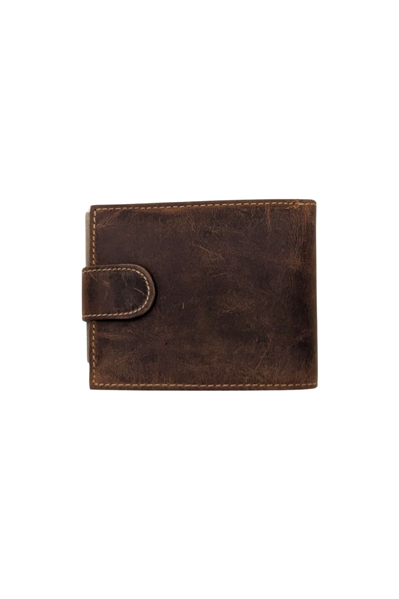 Men's Button Wallet - Camel-Closed View