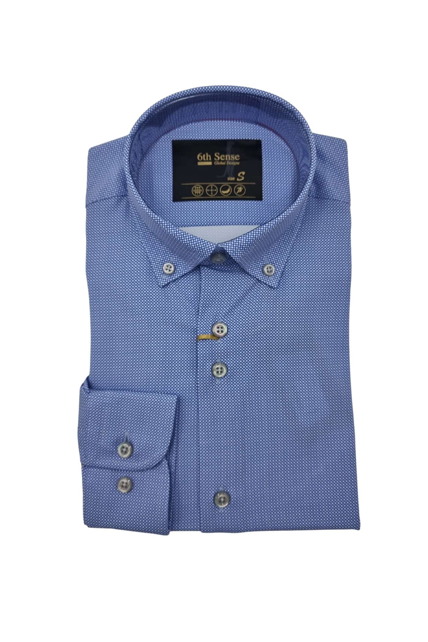 Men's Perform 19 Long Sleeve Blue/White Circle Shirt-Front View