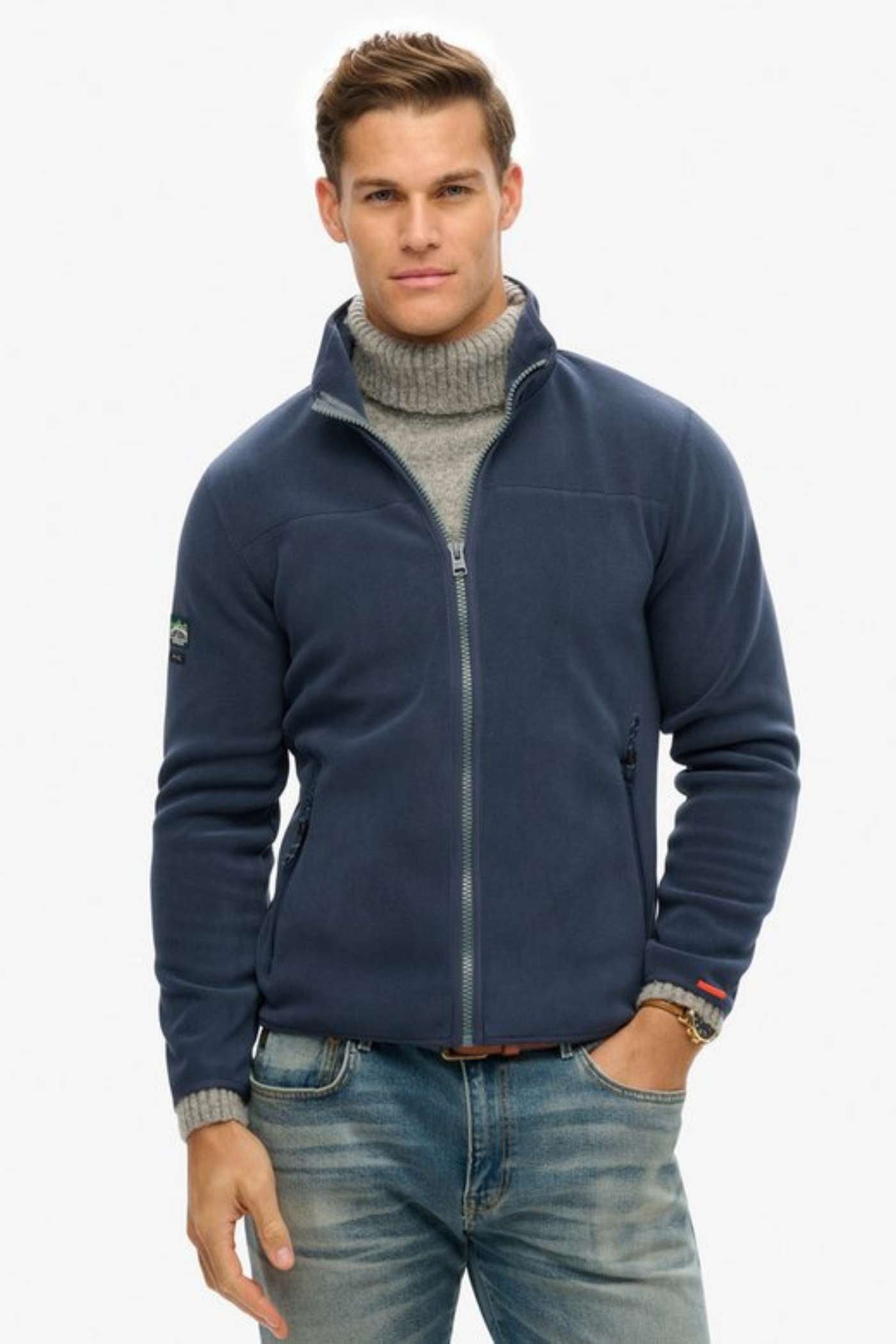 Men's Active Full Zip Fleece-Lauren Navy-Zipped Jacket View