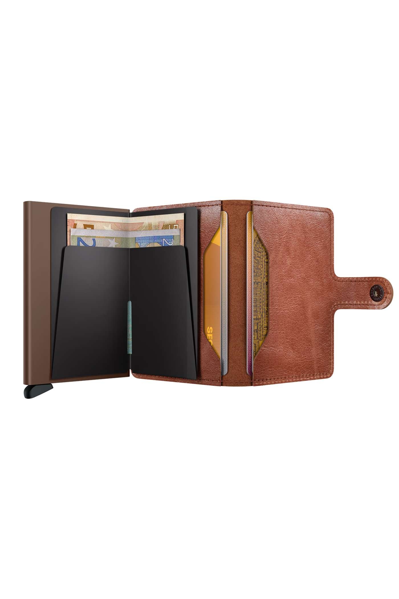 Men's Secrid Vintage Cognac/Brown Miniwallet-Opened View