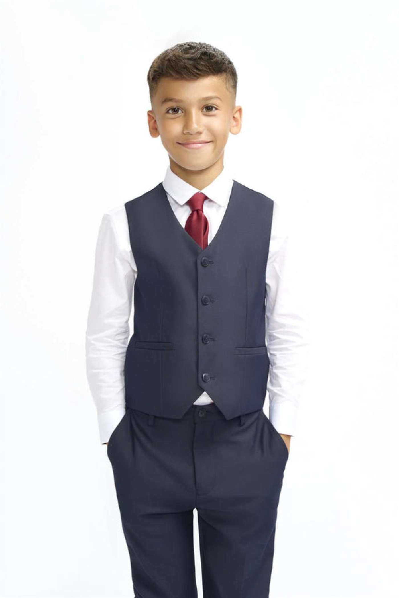 Cavani Boyswear Malibu Navy Boys 3 Piece Suit Navy model front view