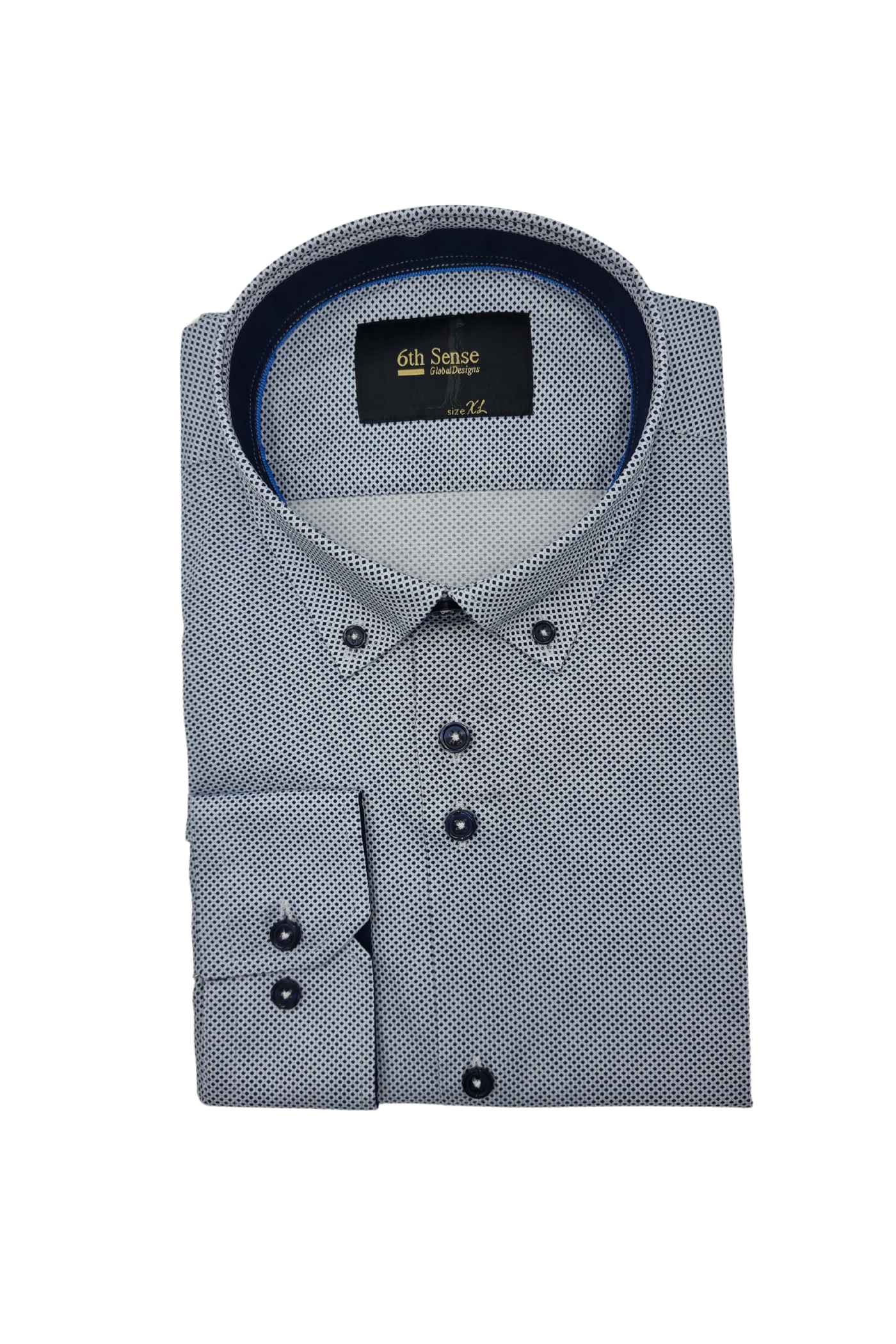 Men's Button Down White Navy Shirt-Front View