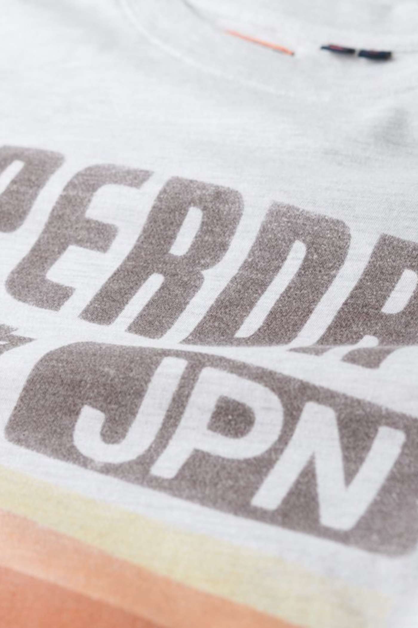 Men's Japan Stripe Relaxed Tee-Ice Grey Marl-Close Up View