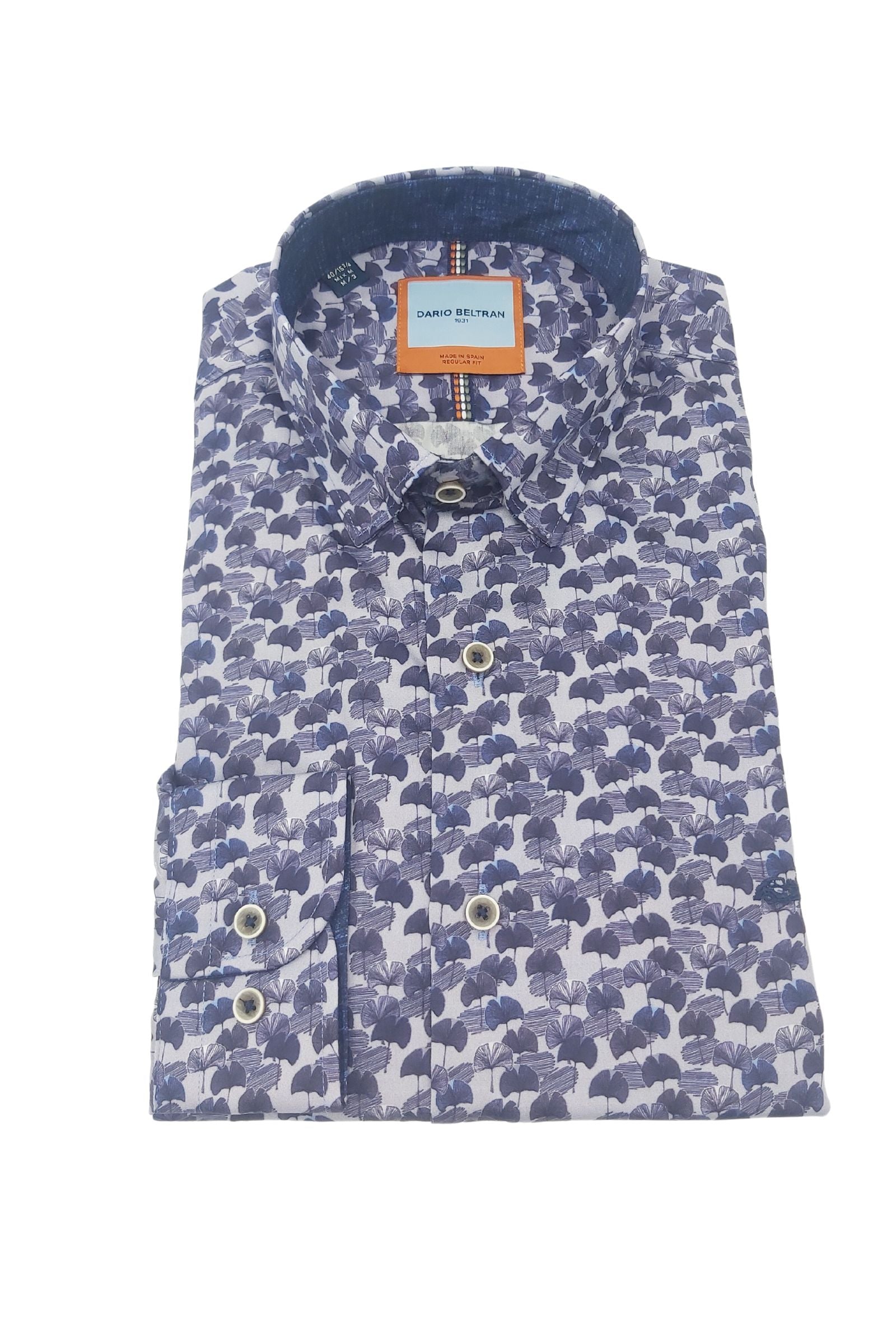 DARIO BELTRAN Buron Purple/Lilac Leaf Pattern Shirt Purple/Lilac front view