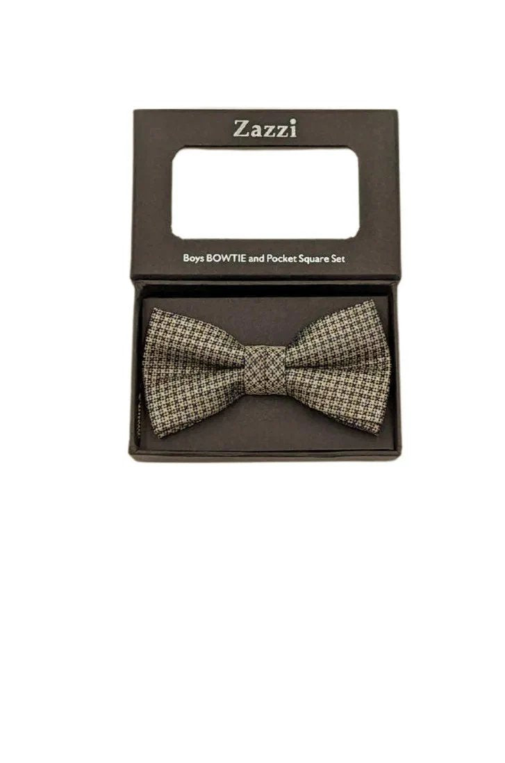 Zazzi Boyswear Gold Pattern Boys Bow & Pocket Square Gold front view