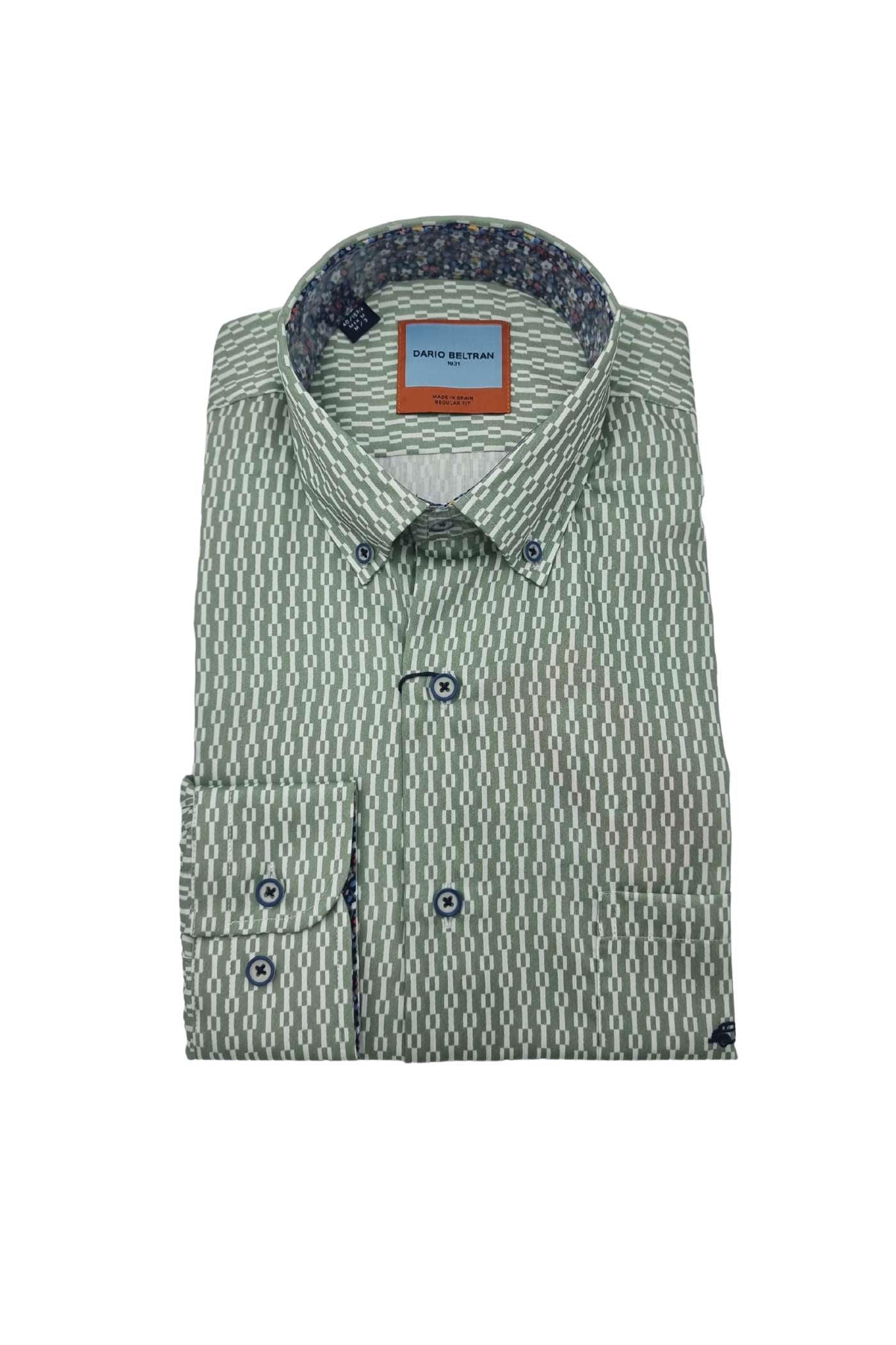 Men's Ciria Green Print Shirt-Front View