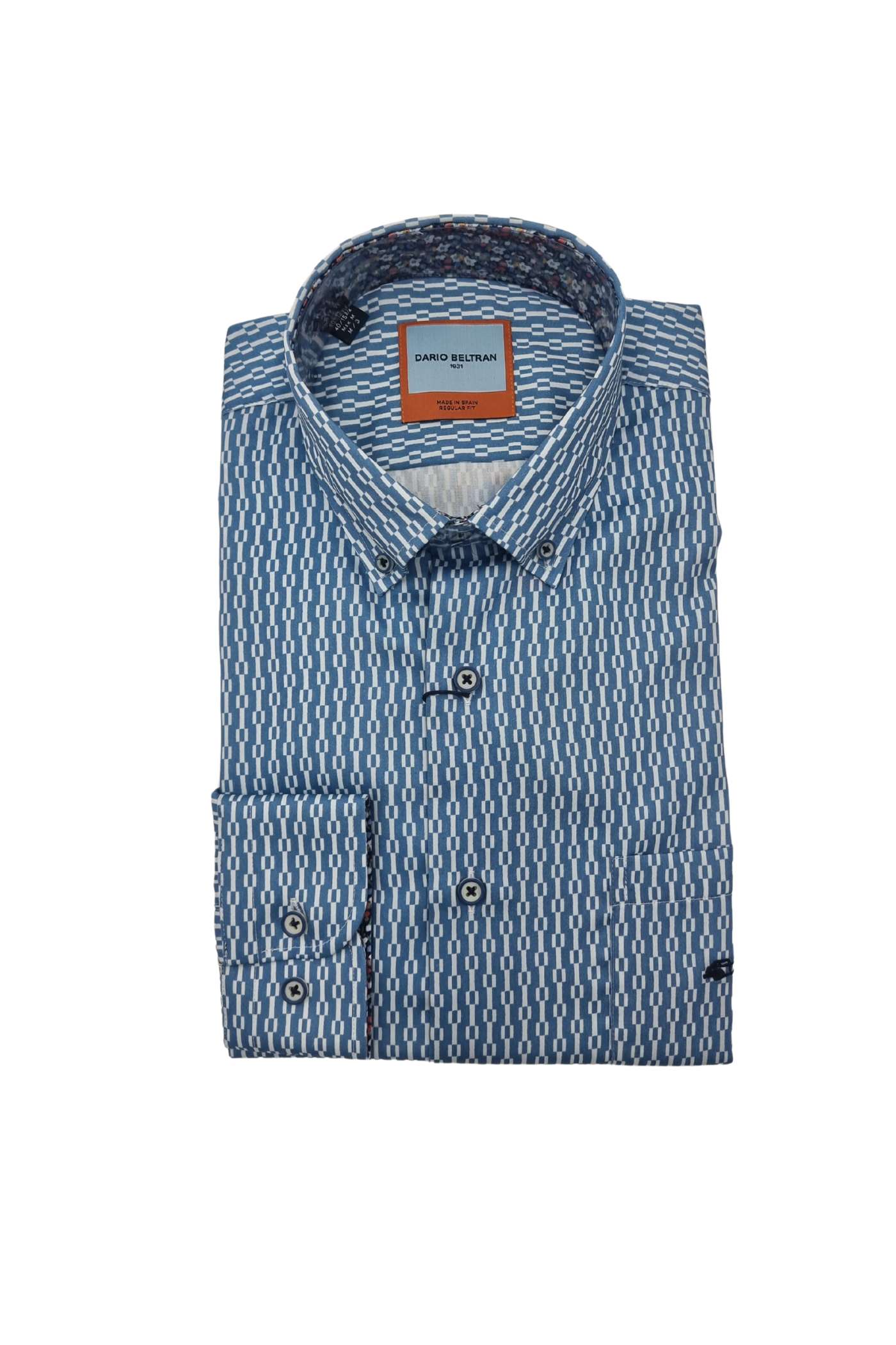 DARIO BELTRAN Ciria Blue Print Shirt Blue front view