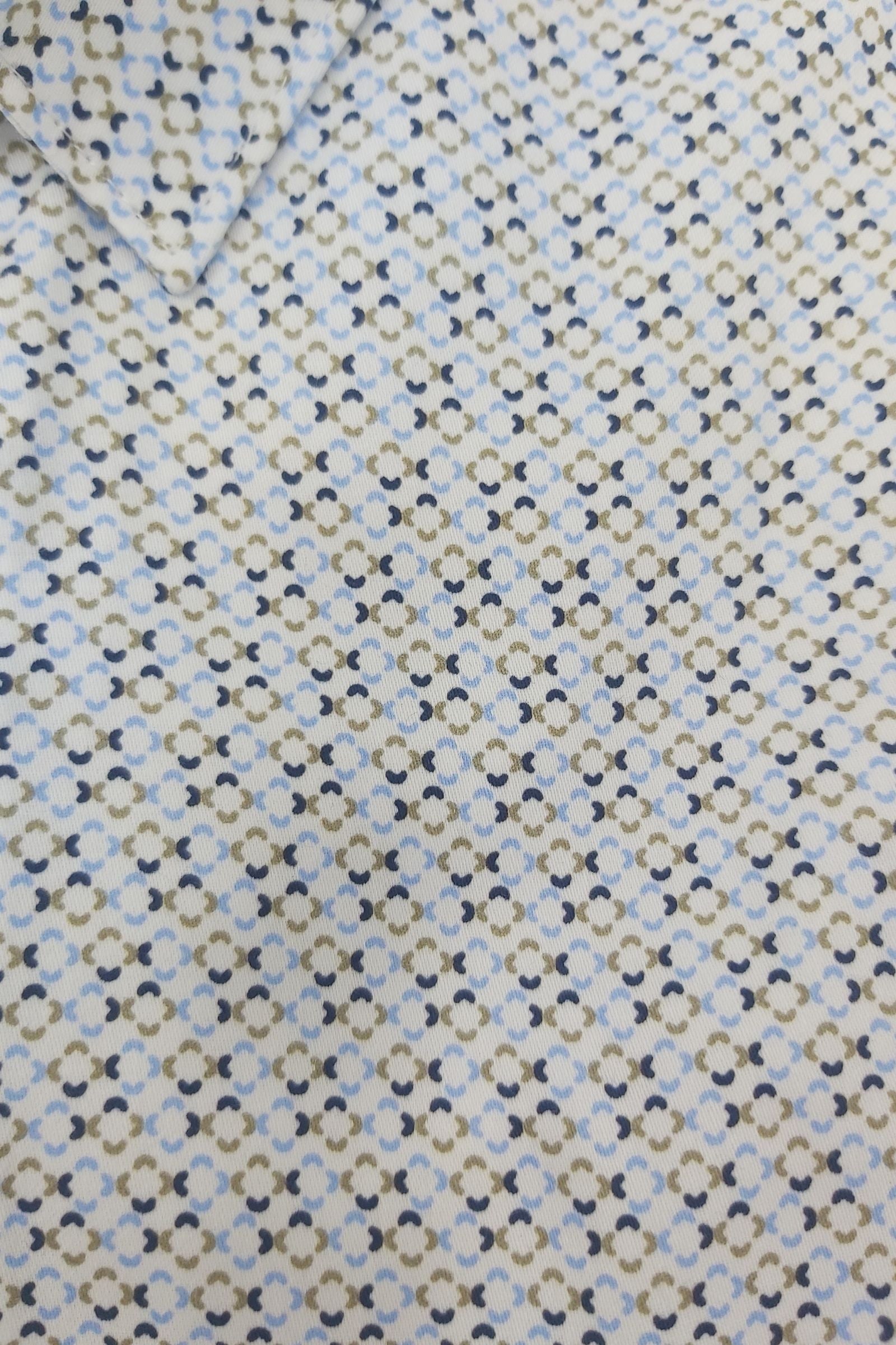Men's Arnedo - Blue/Brown Circle Pattern Shirt-Close Up View