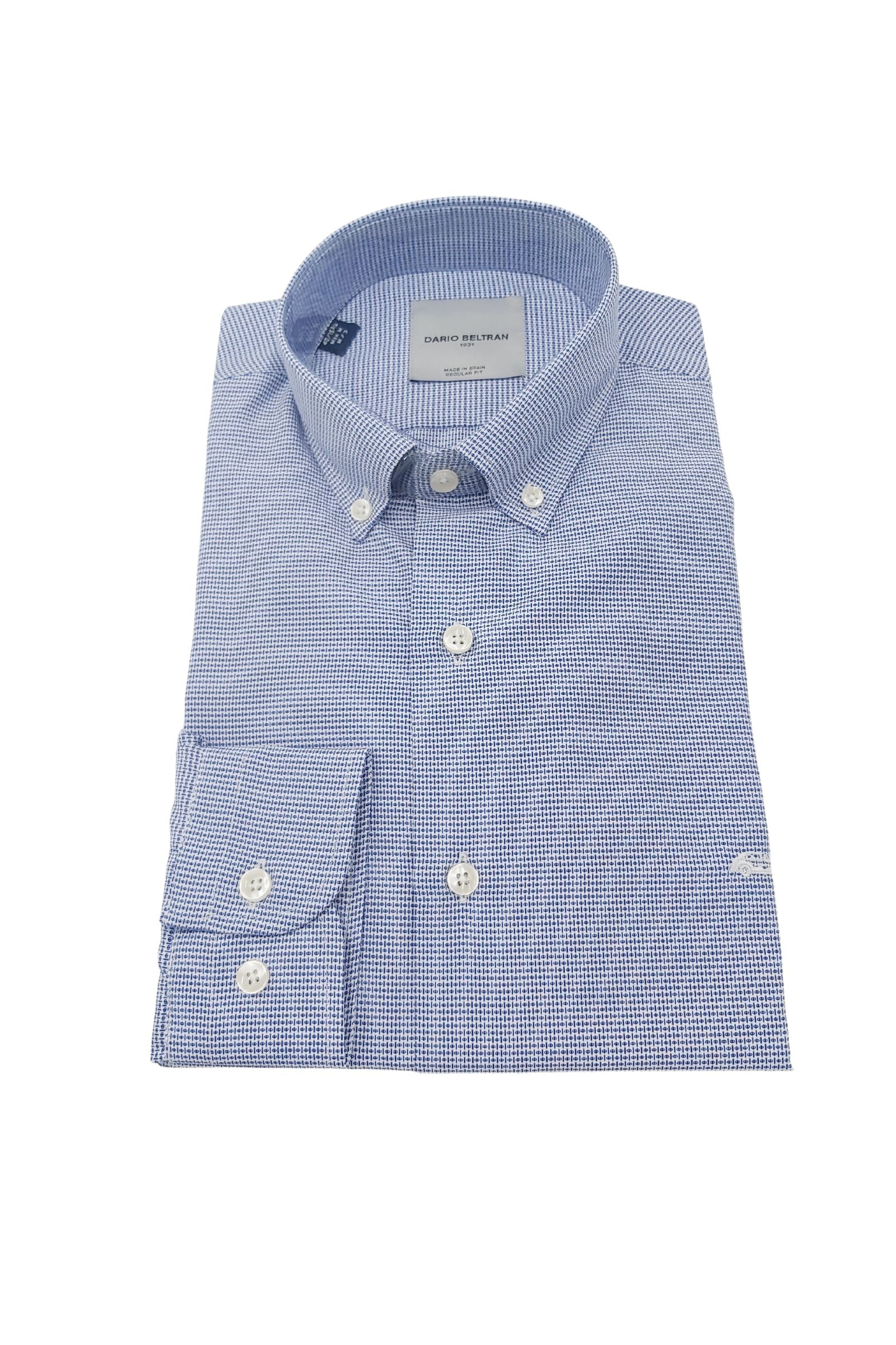 Men's Acolin White/Navy Pattern Shirt-Front View