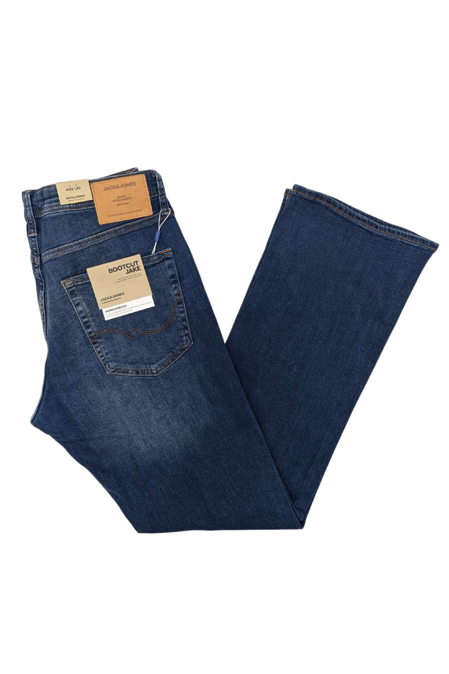 Front view of Jack and Jones Jake 782 blue bootcut jeans