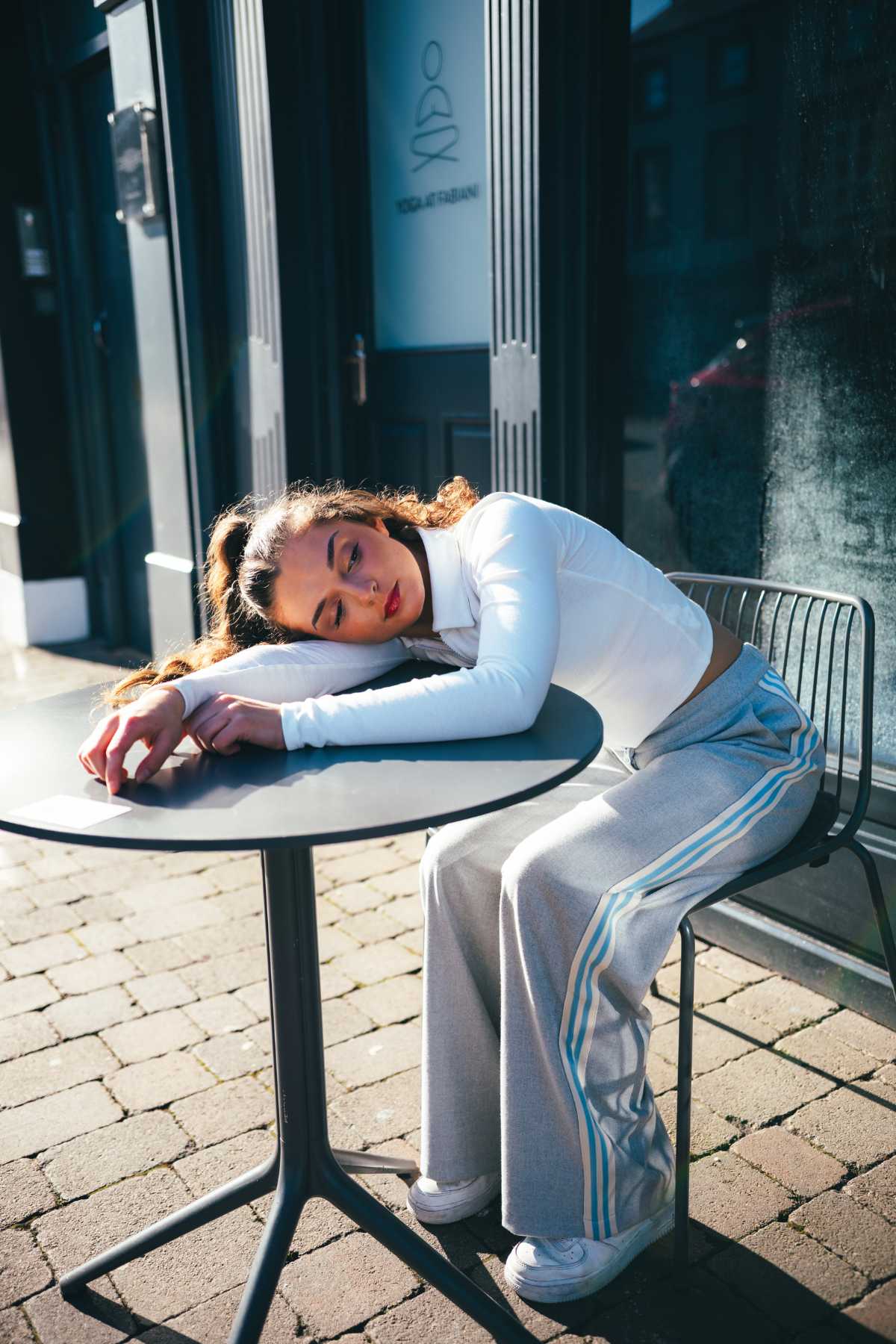 Laura in Grey Tailoring Wide Leg Trousers With Side Bands