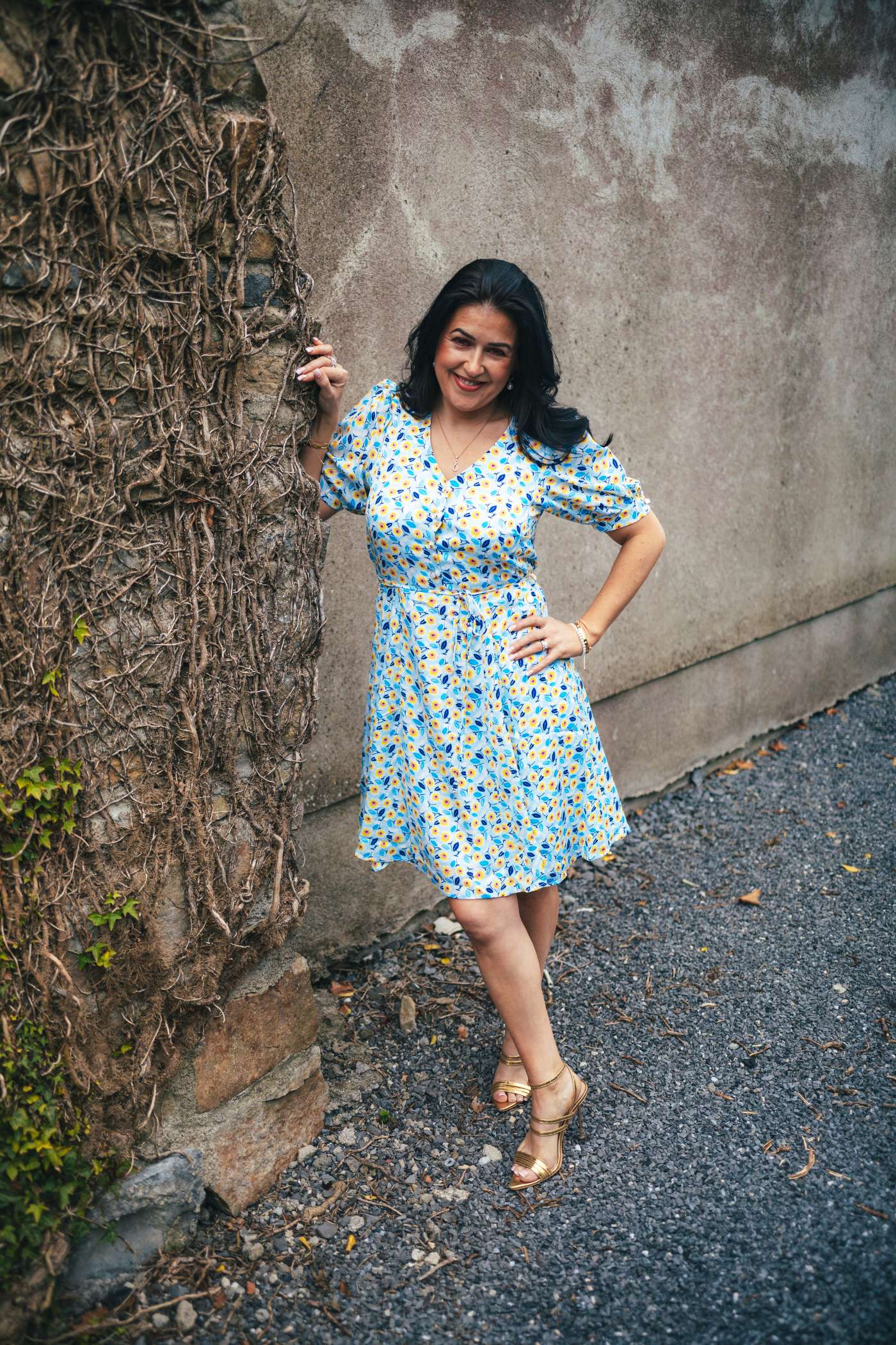 Tina in the Gemma Blue Mini Dress