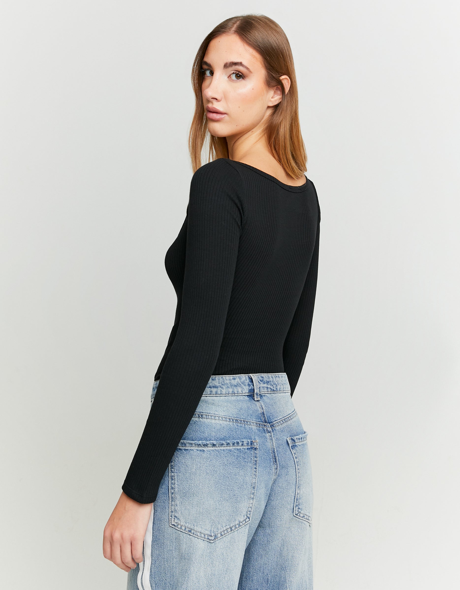 Tally Weijl Black Ribbed Basic Bodysuit BLACK detail view