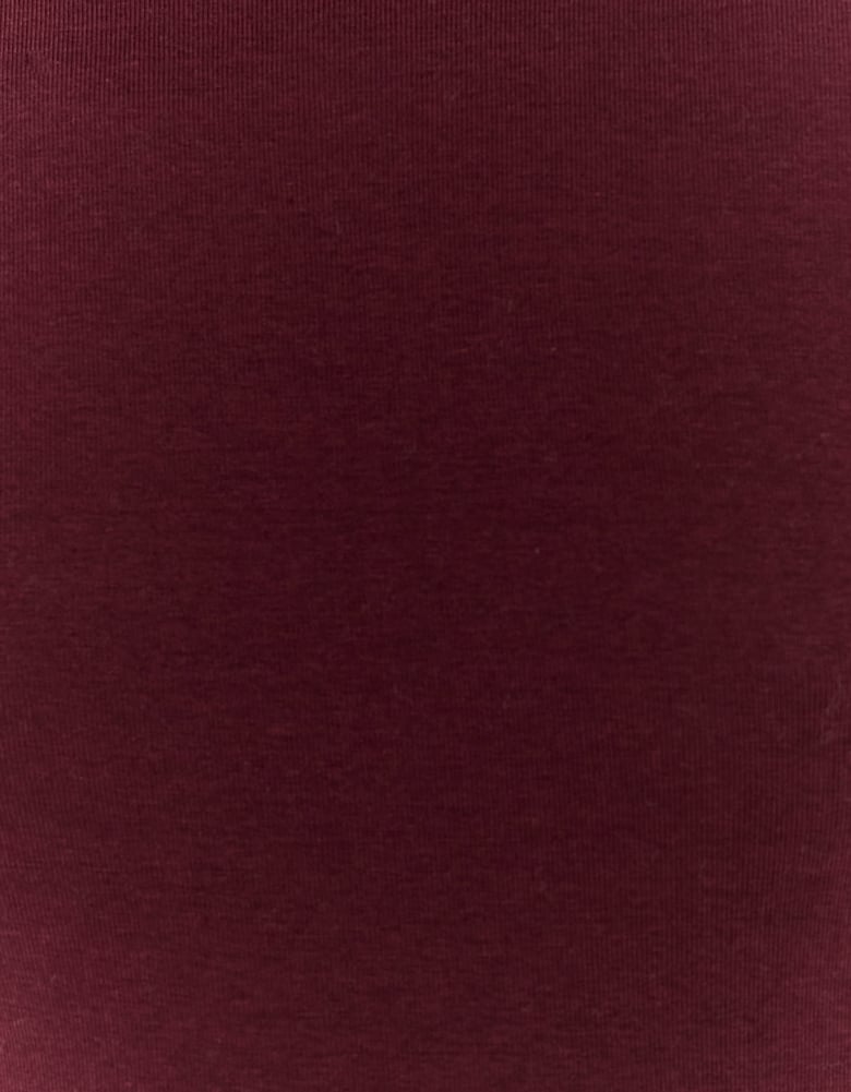 Ladies Burgundy Basic Bodysuit With High Neck-Closer View
