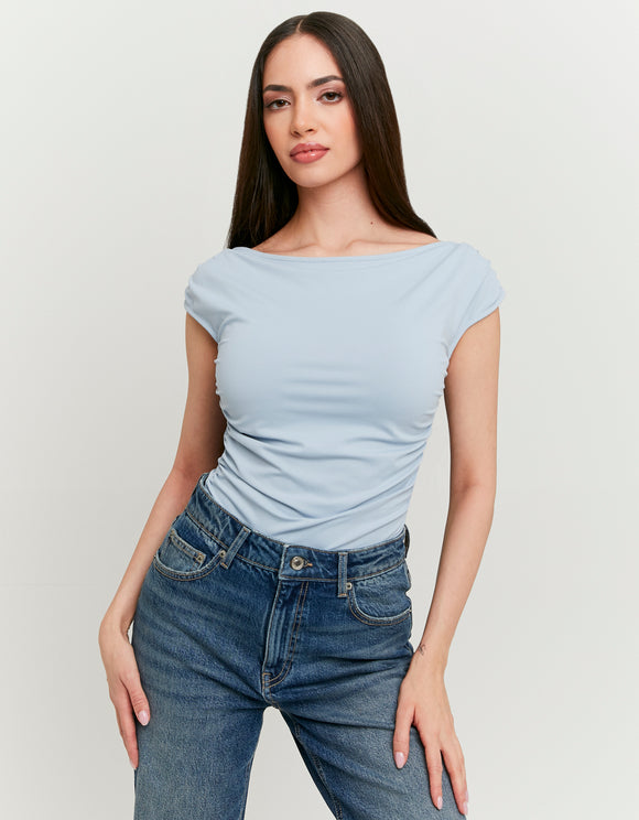 Tally Weijl Blue Bodysuit with Boat Neckline BLUE front view