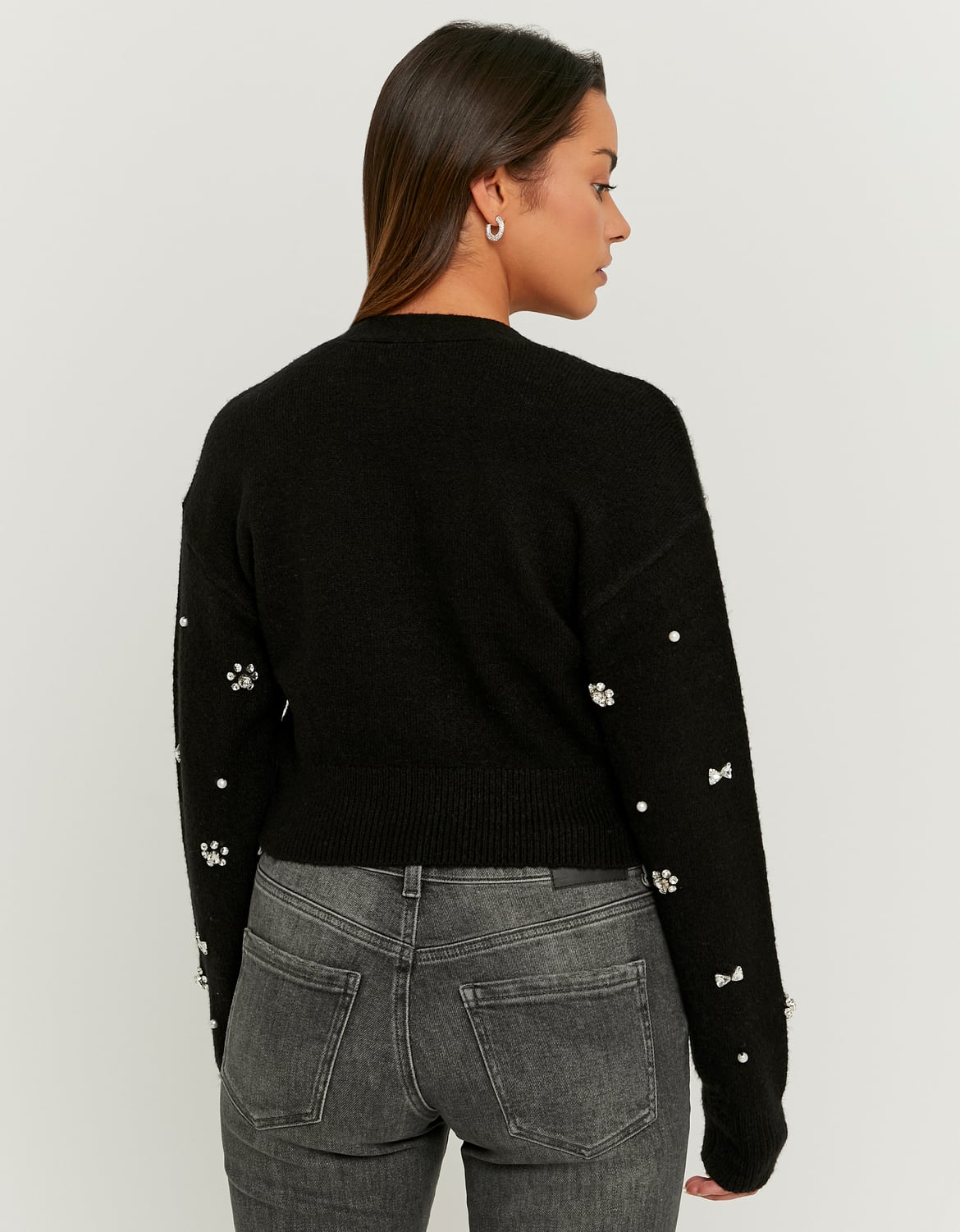 Tally Weijl Black Knitted Cardigan With Rhinestones Black detail view