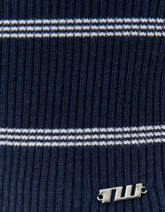 Tally Weijl Blue Striped Knit Cardigan Navy/White side view