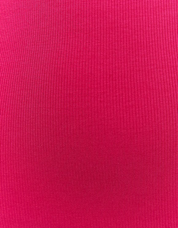 Ladies Figure-Hugging Pink Mini Dress-Close Up View