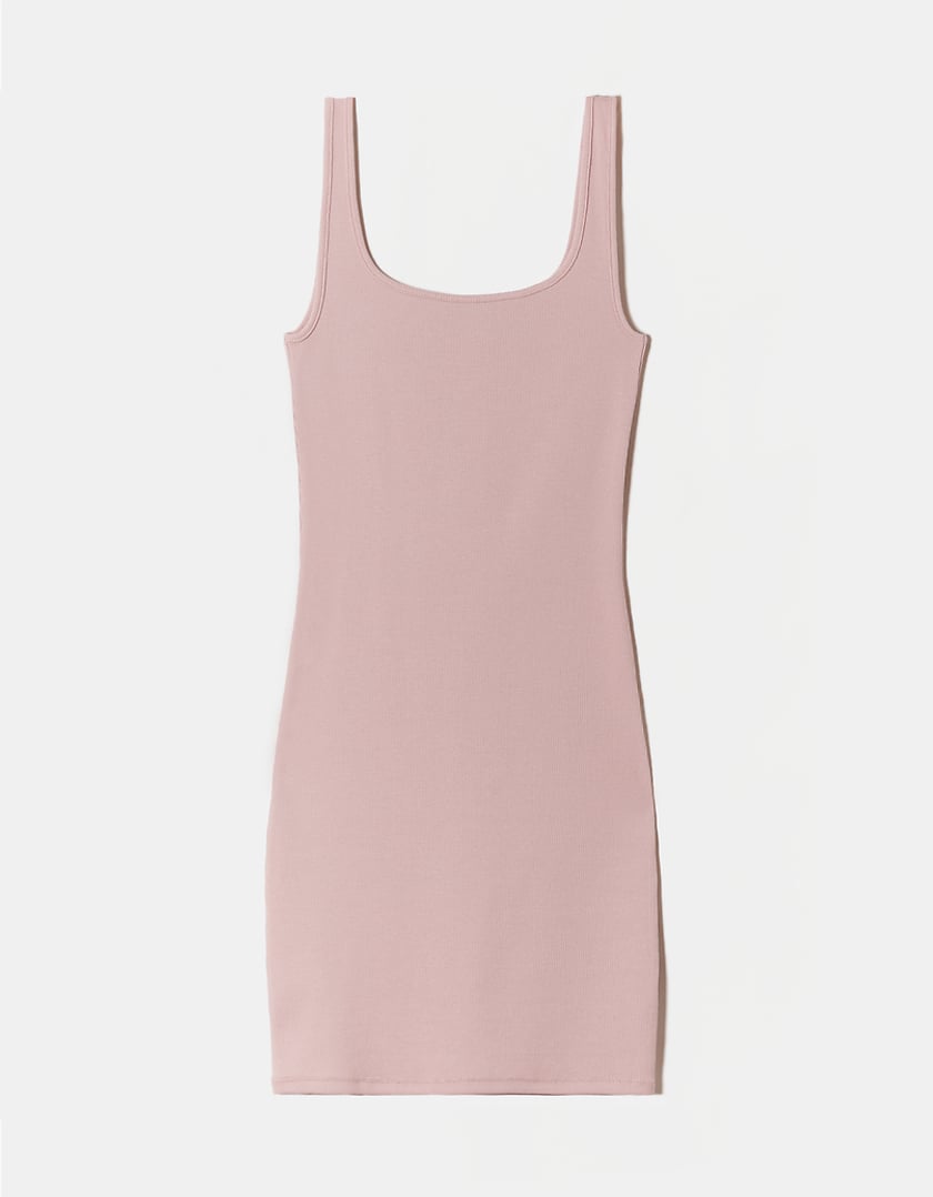 Front view of women's pink mini dress