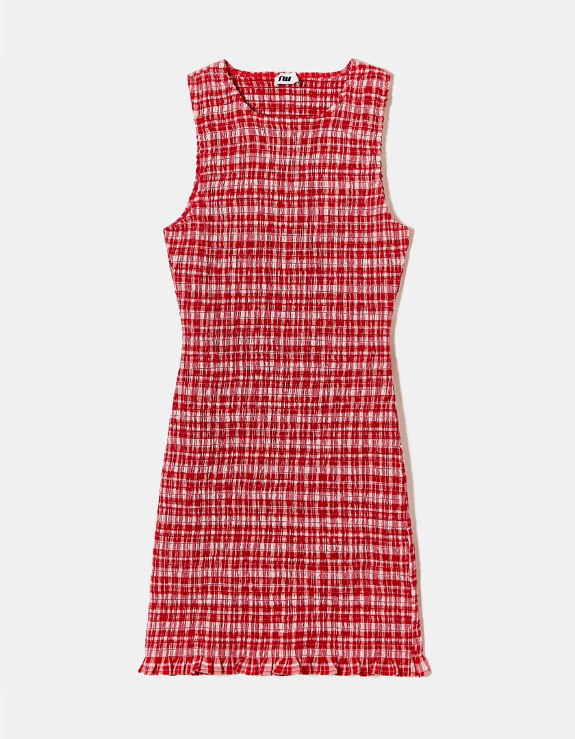 Ghost front view of red and white mini dress