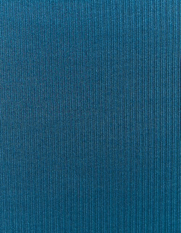 Ladies Figure-Hugging Blue Mini Dress-Close Up View