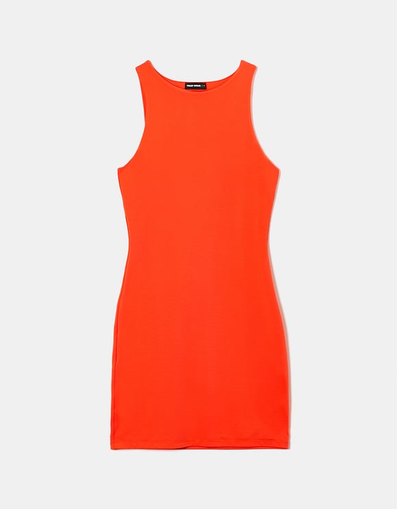 Tally Weijl Basic Orange Mini Dress Orange model front view