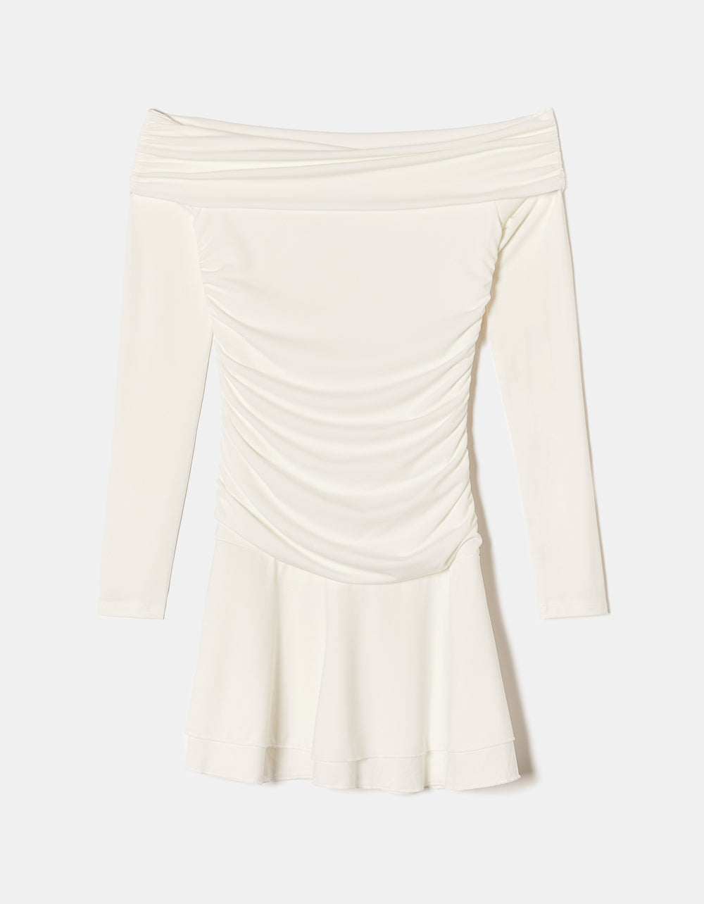 Ladies White Off-Shoulder Mini Dress-Ghost Front View