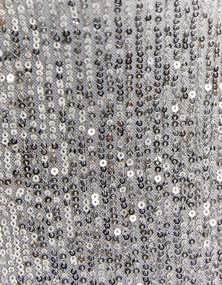 Ladies Silver Sequins Midi Dress With Slit-Close Up View of Pattern