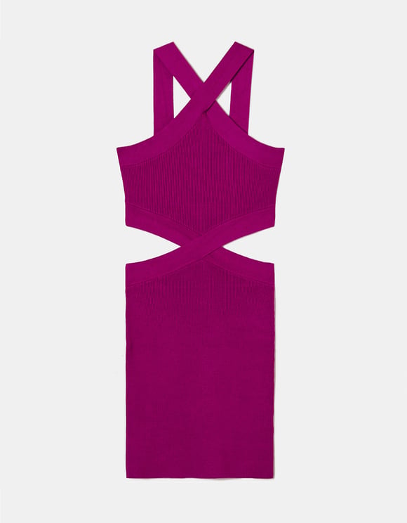 Tally Weijl Pink Cut Out Knit Mini Dress Pink front view