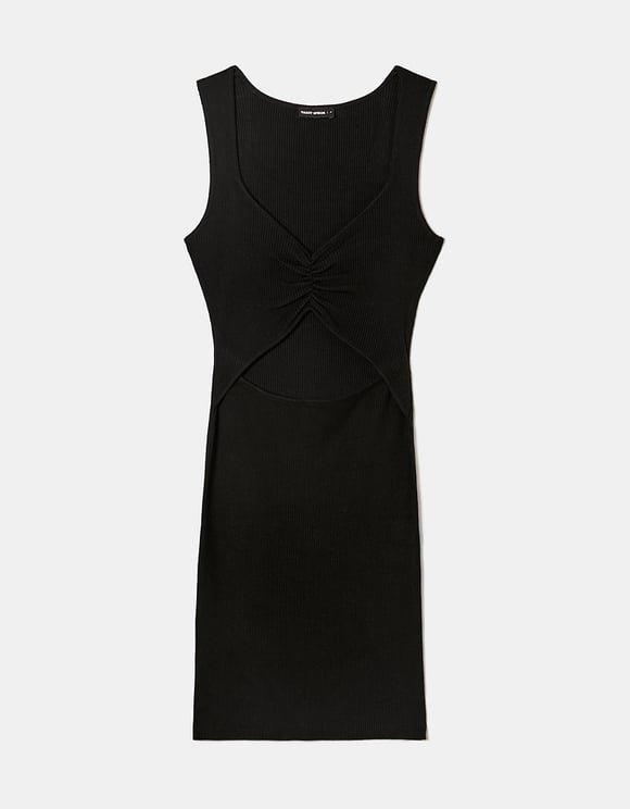 Tally Weijl Cut Out Knitted Black Mini Dress Black back view